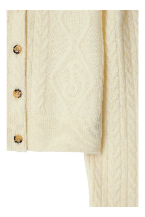 Burberry Wool-alpaca Cropped Aran Cardigan In Snow