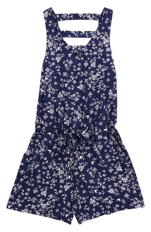 Walking on Sunshine Kids' Floral Romper Navy at Nordstrom