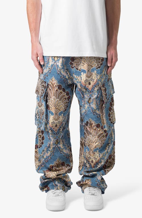 Mnml Ultra Baggy Jacquard Cargo Pants In Blue Multi Floral