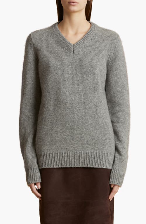 Shop Khaite Inga Cashmere & Mohair V-neck Sweater In Sterling