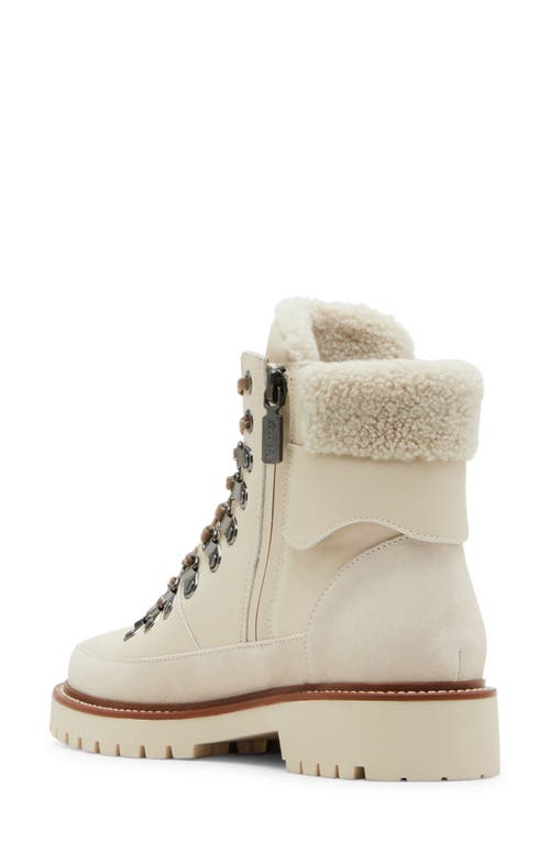 Blondo Natasia Faux Shearling Cuff Waterproof Boot In Bone Leather/fabric