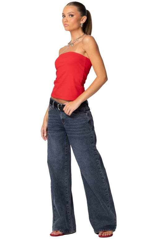 Shop Edikted Stretch Cotton Tube Top In Red