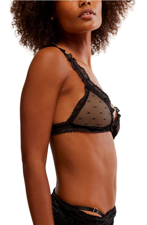 Free People Intimately Fp Heart To Heart Dotted Mesh Bralette In Black