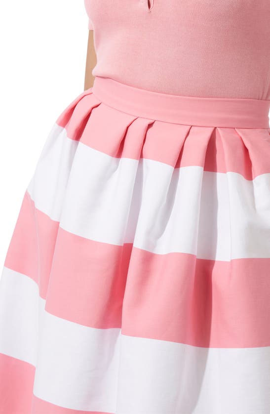 Shop Carolina Herrera Stripe Cotton Blend Skirt In Shell Pink Multi