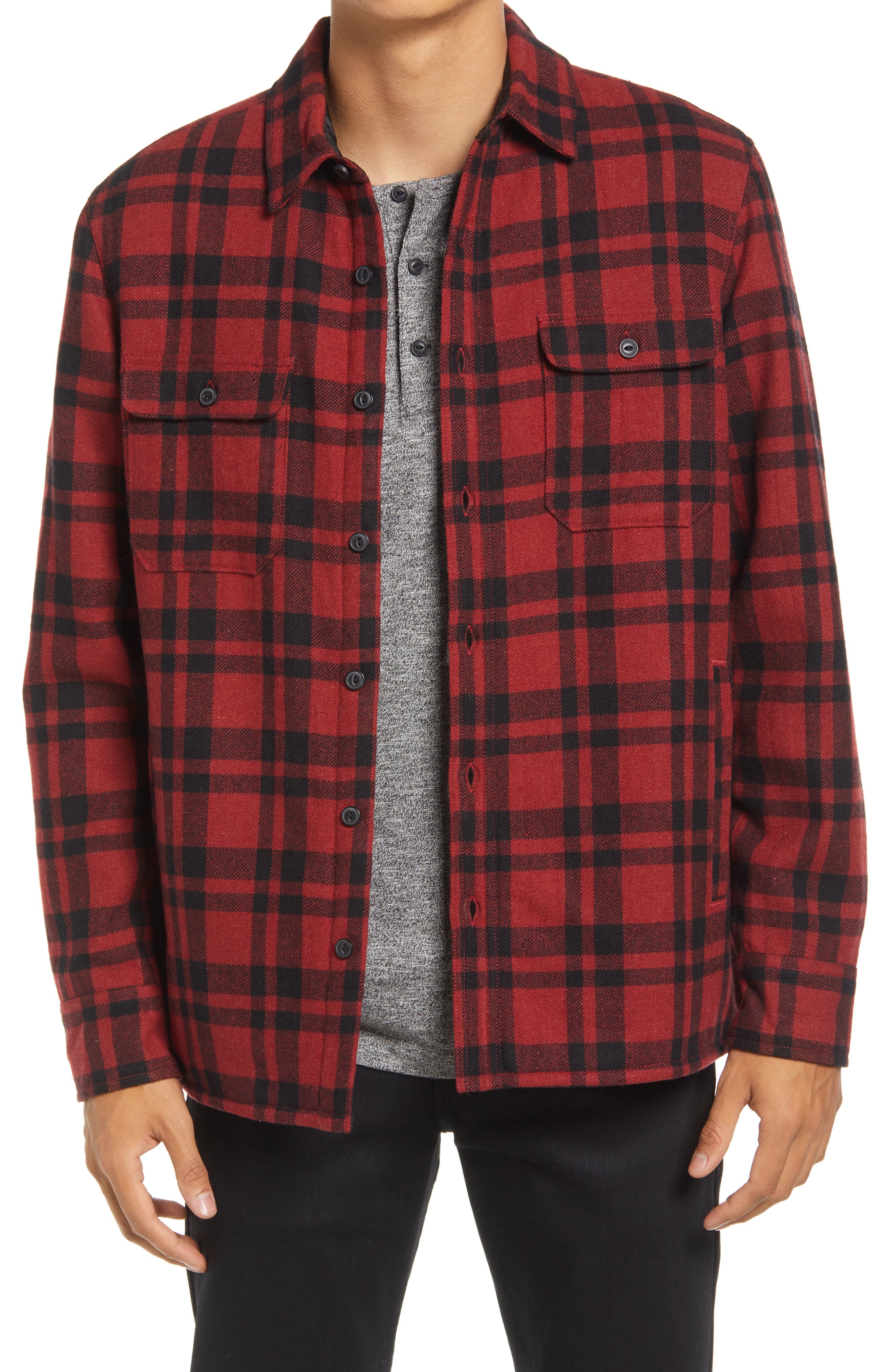 plaid fleece lined shirt jacket