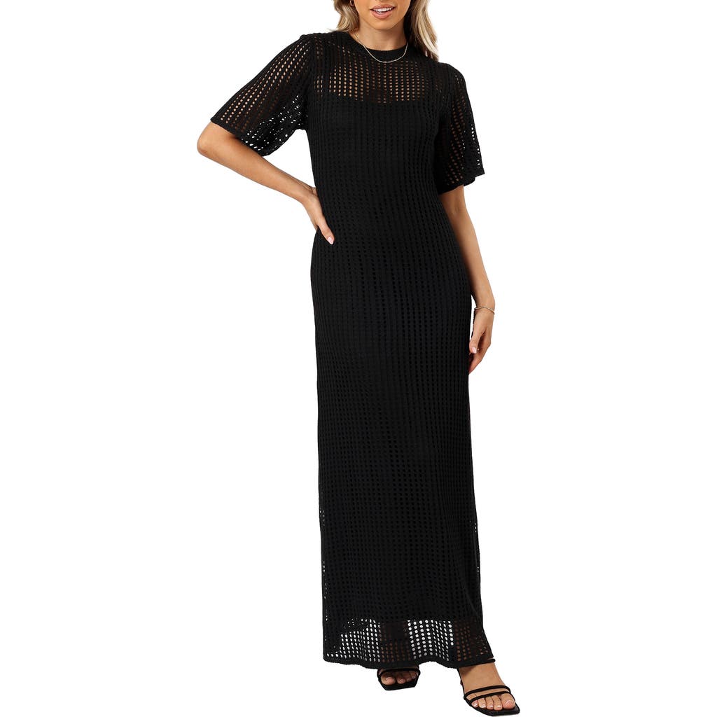 Petal And Pup Petal & Pup Hollie Open Stitch Maxi Dress In Black