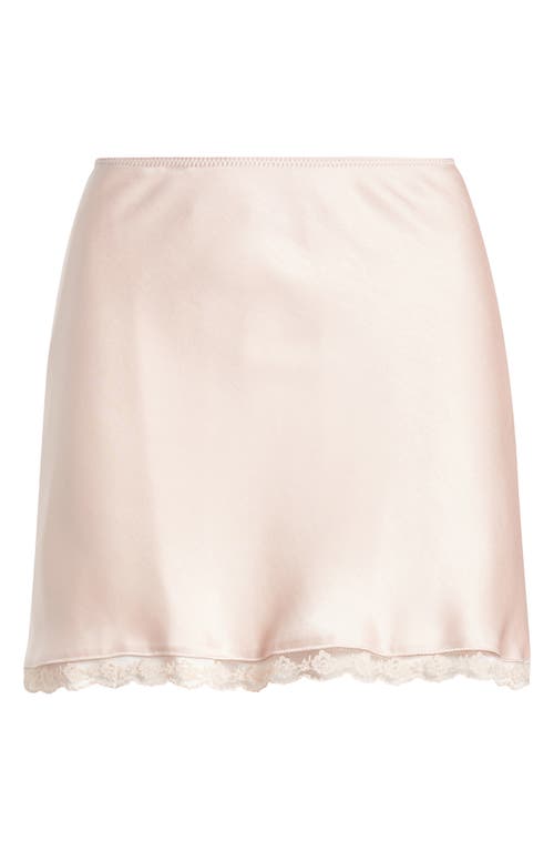 Shop Bp. Lace Trim Satin Miniskirt In Pink Sepia