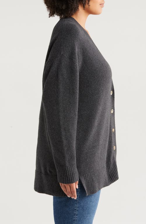 Shop Caslonr Caslon(r) V-neck Cocoon Cardigan (plus)<br /> In Grey Dark Charcoal