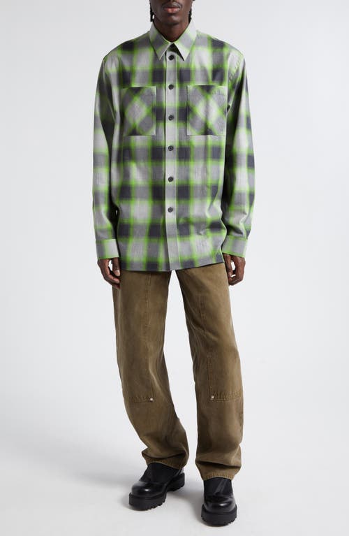 Shop Givenchy Plaid Oversize Button-up Shirt In Grey/green