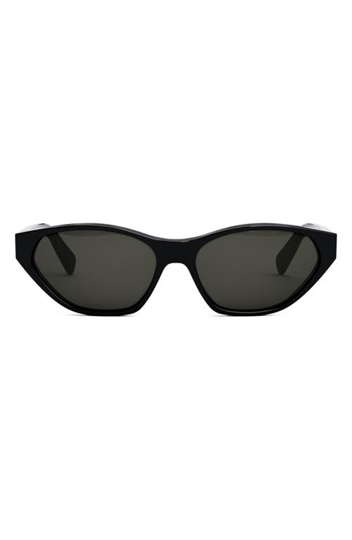 CELINE 57mm Cat Eye Sunglasses in Shiny Black /Smoke at Nordstrom