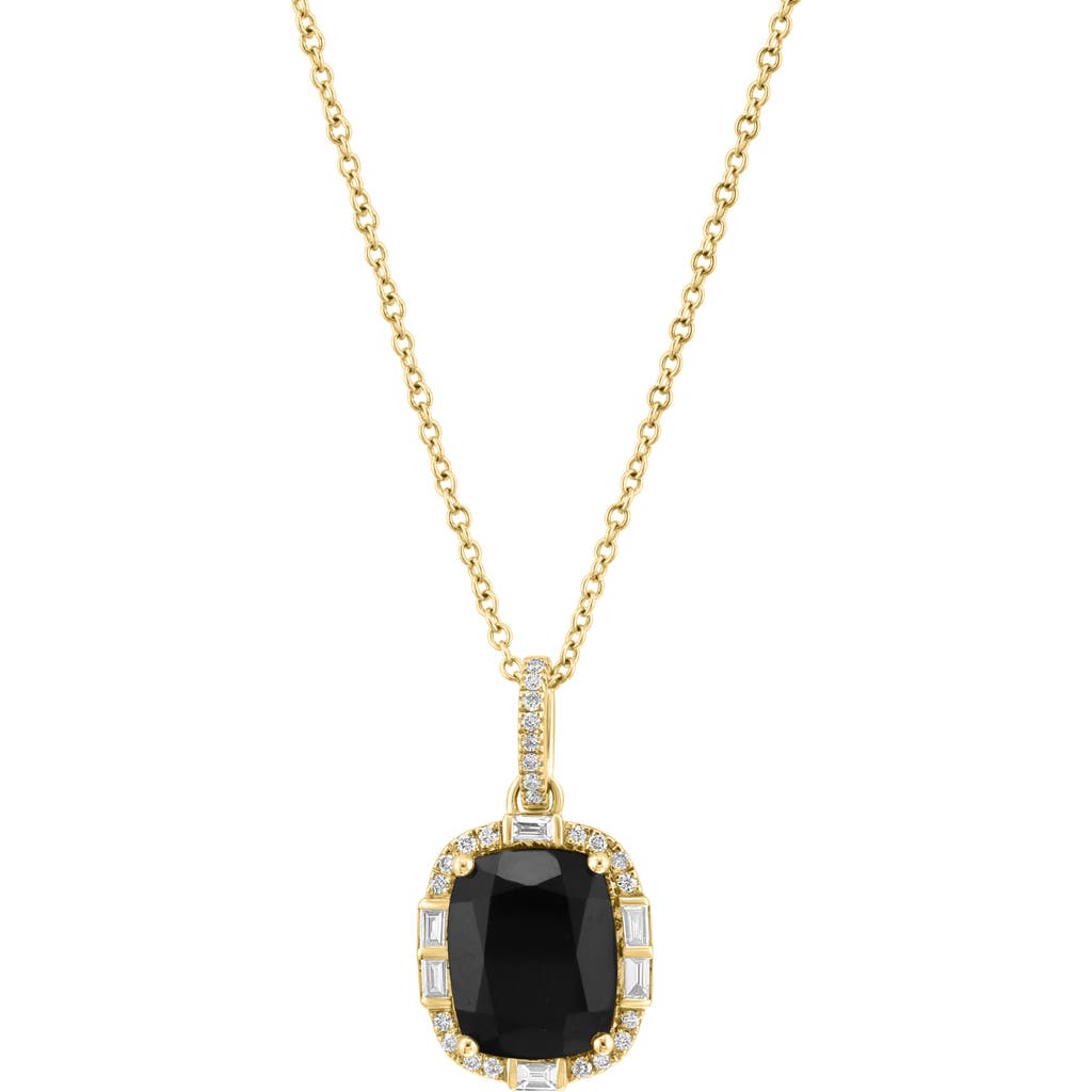 Shop Effy 14k Yellow Gold Onyx & Diamond Pendant Necklace In Gold/black