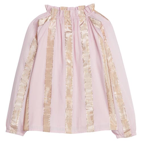 Bisby Kids' Shimmer Stripe Tory Top In Pink Metallic Stripe