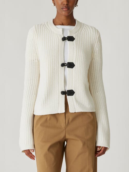 Rebecca Taylor Novlety Wool Toggle Cardi In Cream
