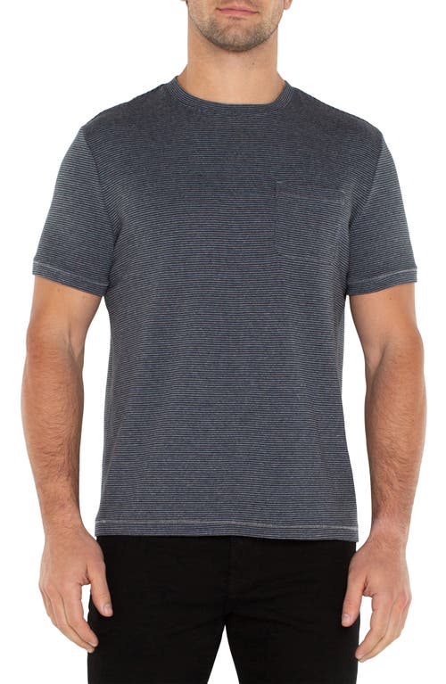 Shop Liverpool Feeder Stripe Pocket T-shirt In Grey/blue Stripe