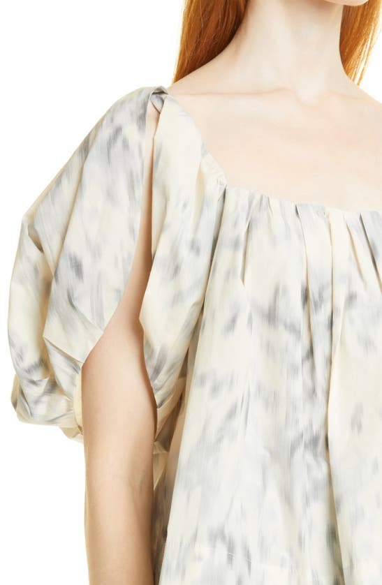 Shop Rebecca Taylor Bubble Sleeve Flounce Top In Silver Combo