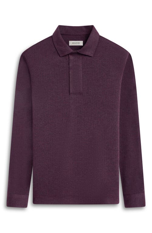 Shop Bugatchi Long Sleeve Cotton Blend Polo In Cabernet