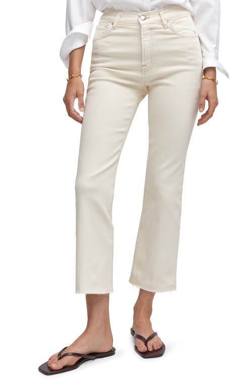 MANGO Raw Hem Crop Flare Jeans in Off White at Nordstrom, Size 4