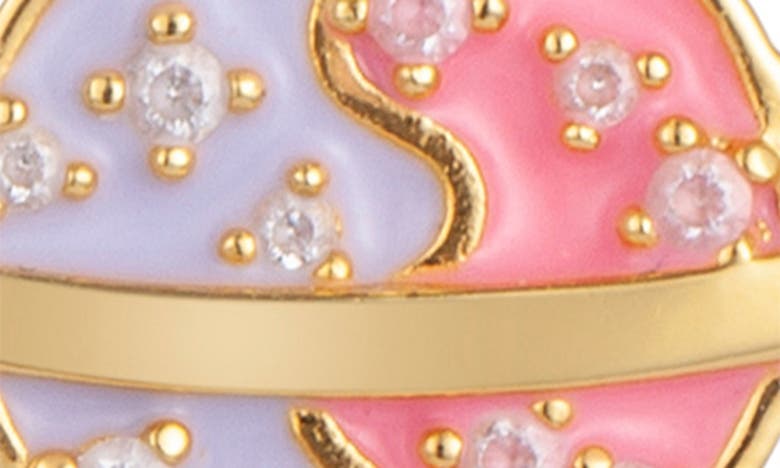 Shop July Child Out Of This World Drop Huggie Hoop Earrings In Gold/ Pink/ Purple/ Cubic Zir