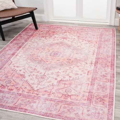 Jonathan Y Alacati Ogee Medallion Machine-washable Area Rug In Red/orange/cream