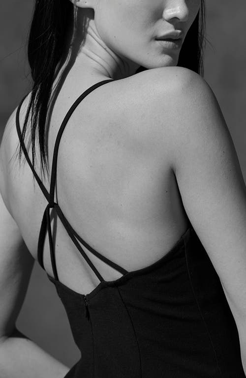 Crescent Delaney Crisscross Back Dress In Black In Black