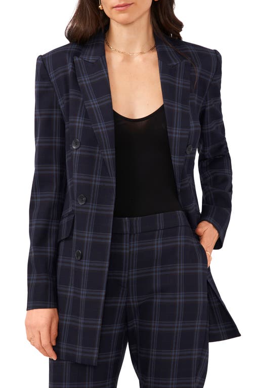 Vince Camuto Plaid Double Breasted Longline Blazer in Dusk