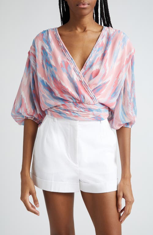 Blaire Print Wrap Top in Vintage Pink Tulip Combo