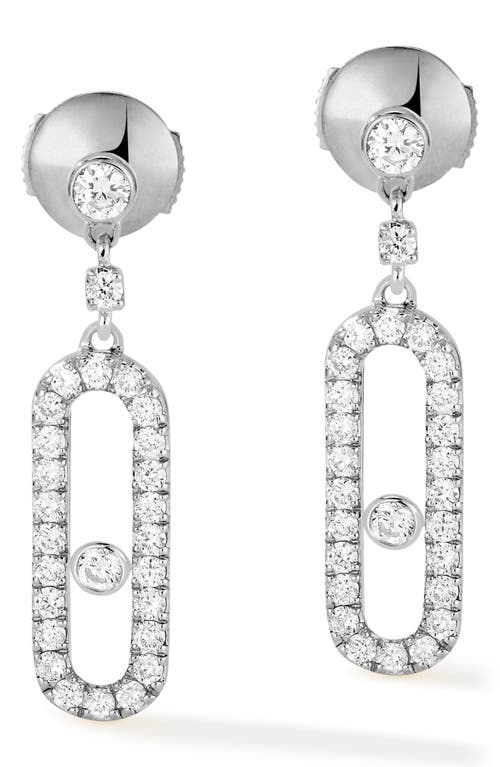 Messika Move Uno Pavé Diamond Drop Earrings In White Gold/diamond