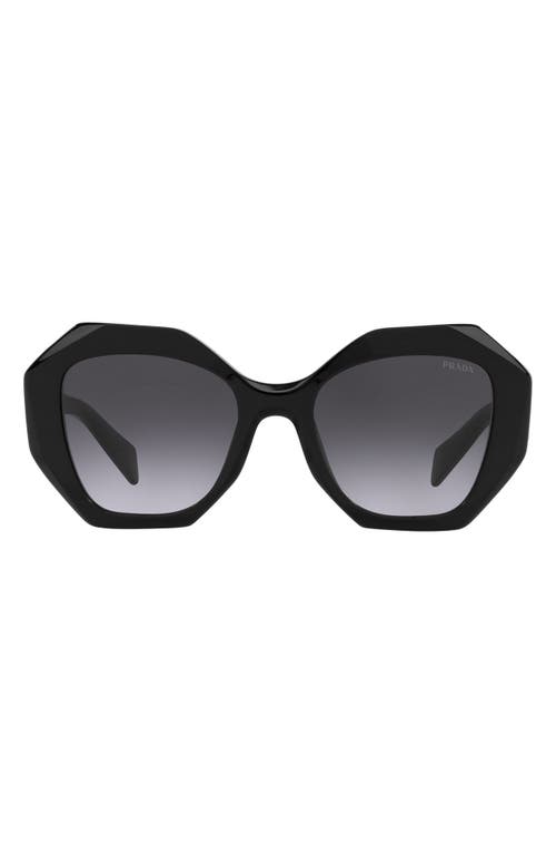 Prada 53mm Gradient Irregular Sunglasses In Black/grey Gradient
