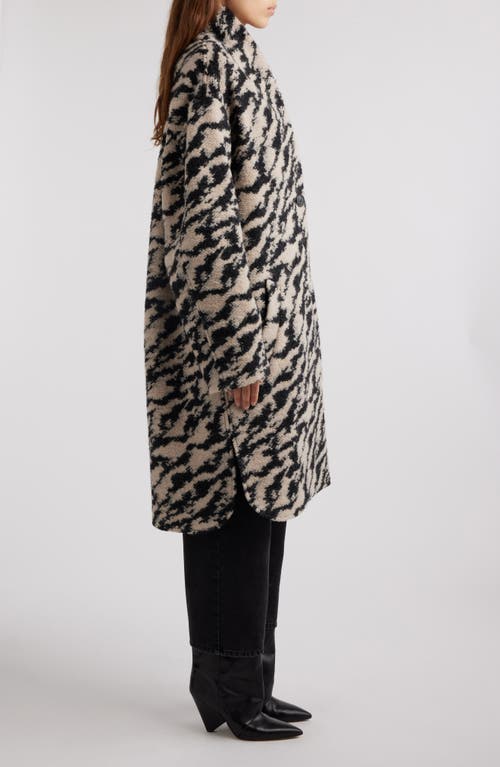 Shop Isabel Marant Étoile Felexia Abstract Print Virgin Wool Blend Coat In Black/beige