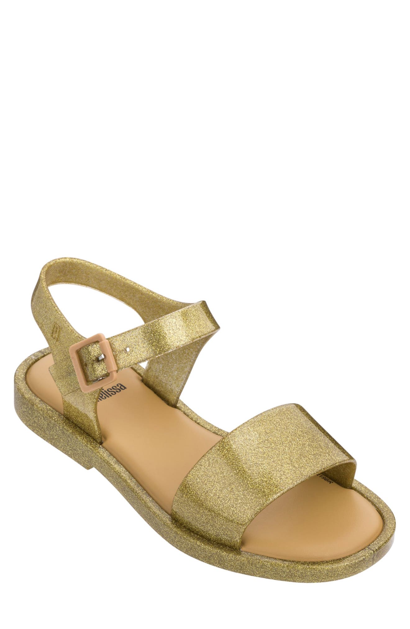 Mini Melissa Kids' Mel Mar Sandal In Golden Glitter
