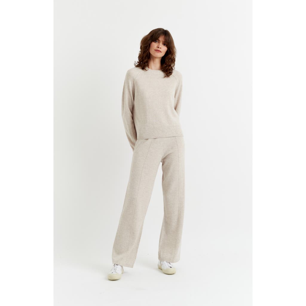Shop Chinti & Parker Wool & Cashmere Wide Leg Track Pant In Oatmeal