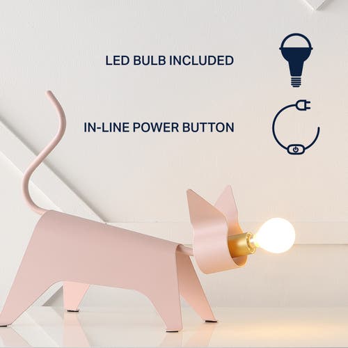 Jonathan Y Penelope Modern Industrial Iron Feline Led Kids' Lamp In Pink