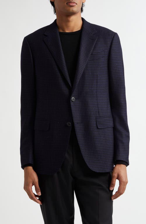 ZEGNA Check Cashmere & Linen Sport Coat in Navy 