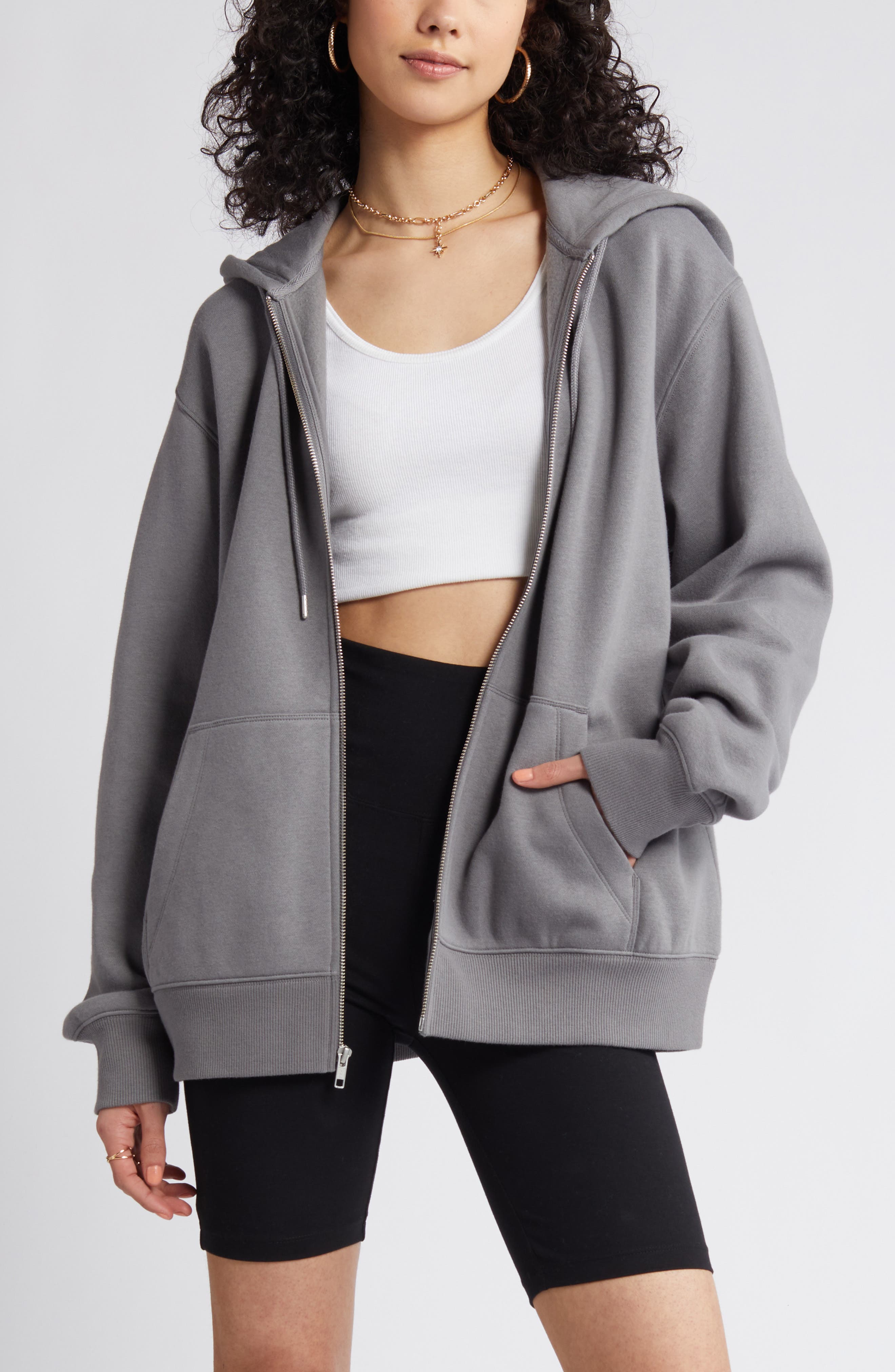 grey zip hoodie womens