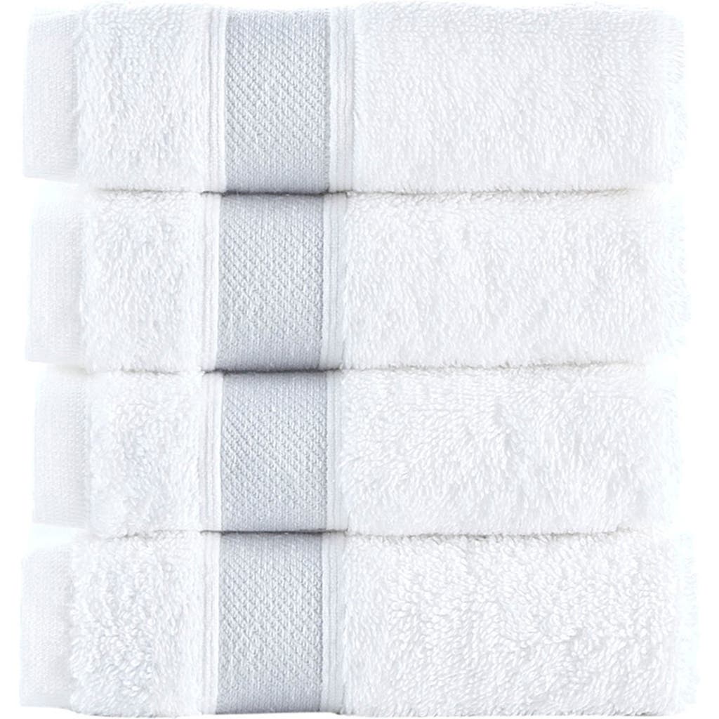 Shop Brooks Brothers Ottoman Rolls 4-pack Turkish Cotton Bath Towels In Silver
