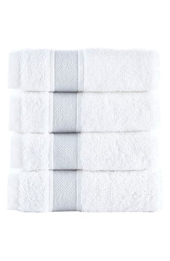 Brooks Brothers Ottoman Rolls 4-pack Turkish Cotton Wash Cloths In White/silver