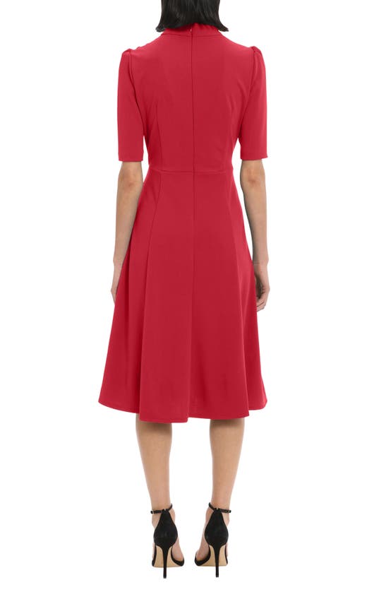 Shop Donna Morgan For Maggy Mock Neck Fit & Flare Dress In Arresting Red