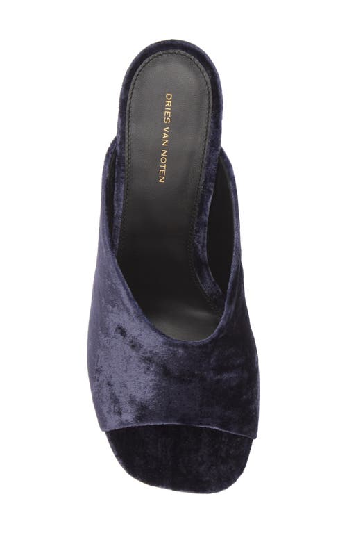 Shop Dries Van Noten Velvet Mule In Navy