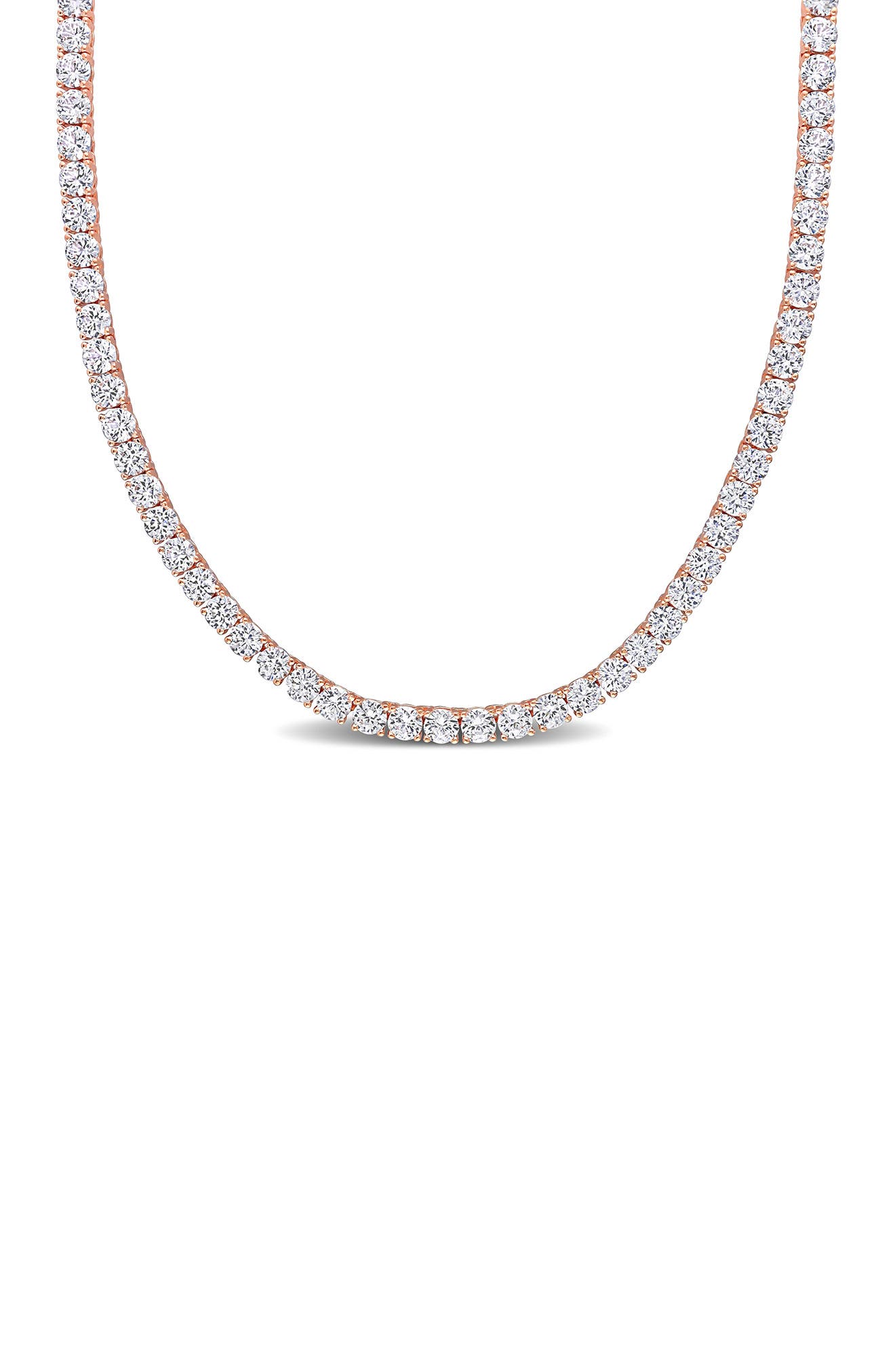 PriceRock SS White Ice Gold-Plated Diamond Necklace 18 Inches Long