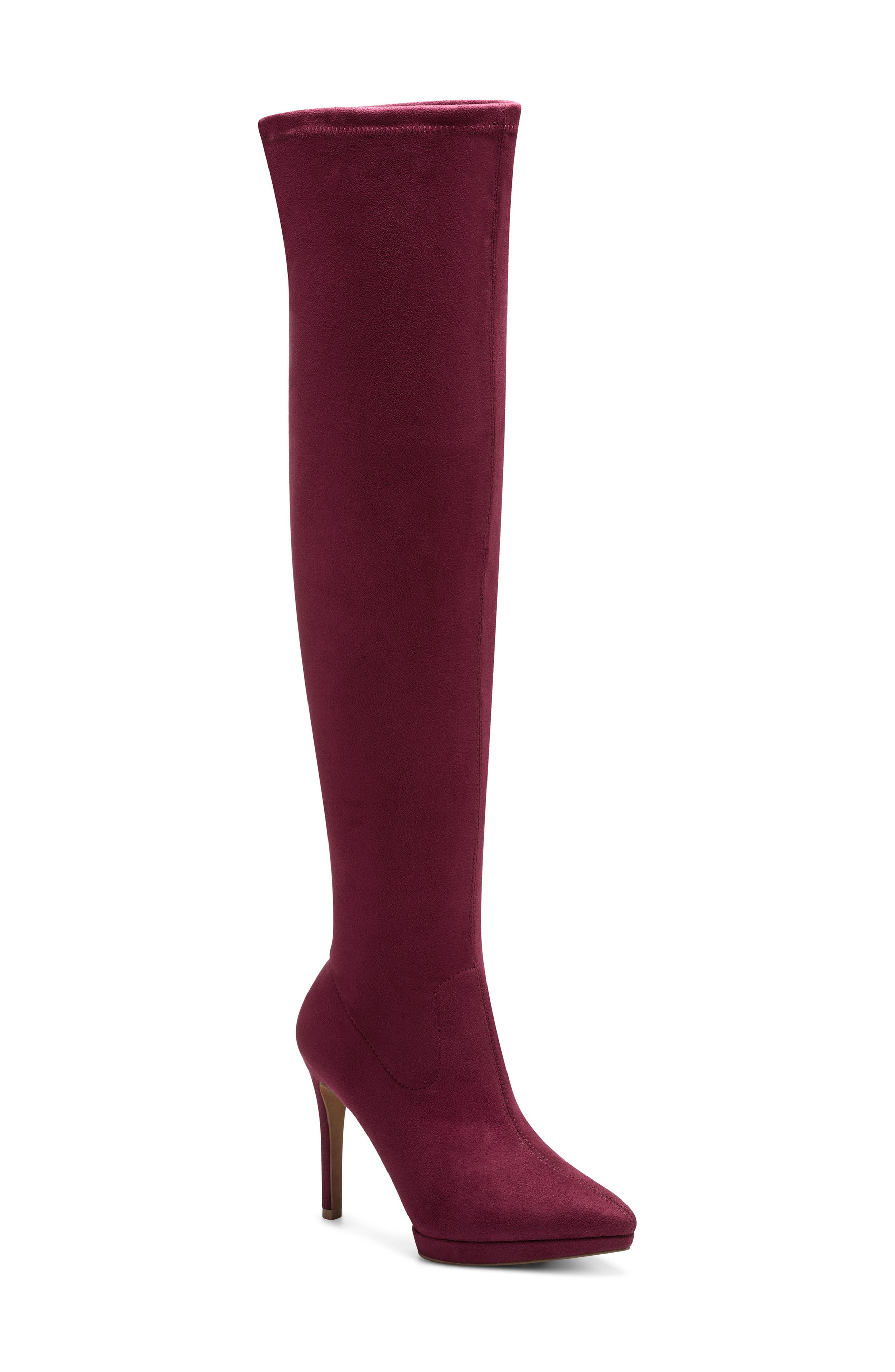 ladies knee high burgundy boots