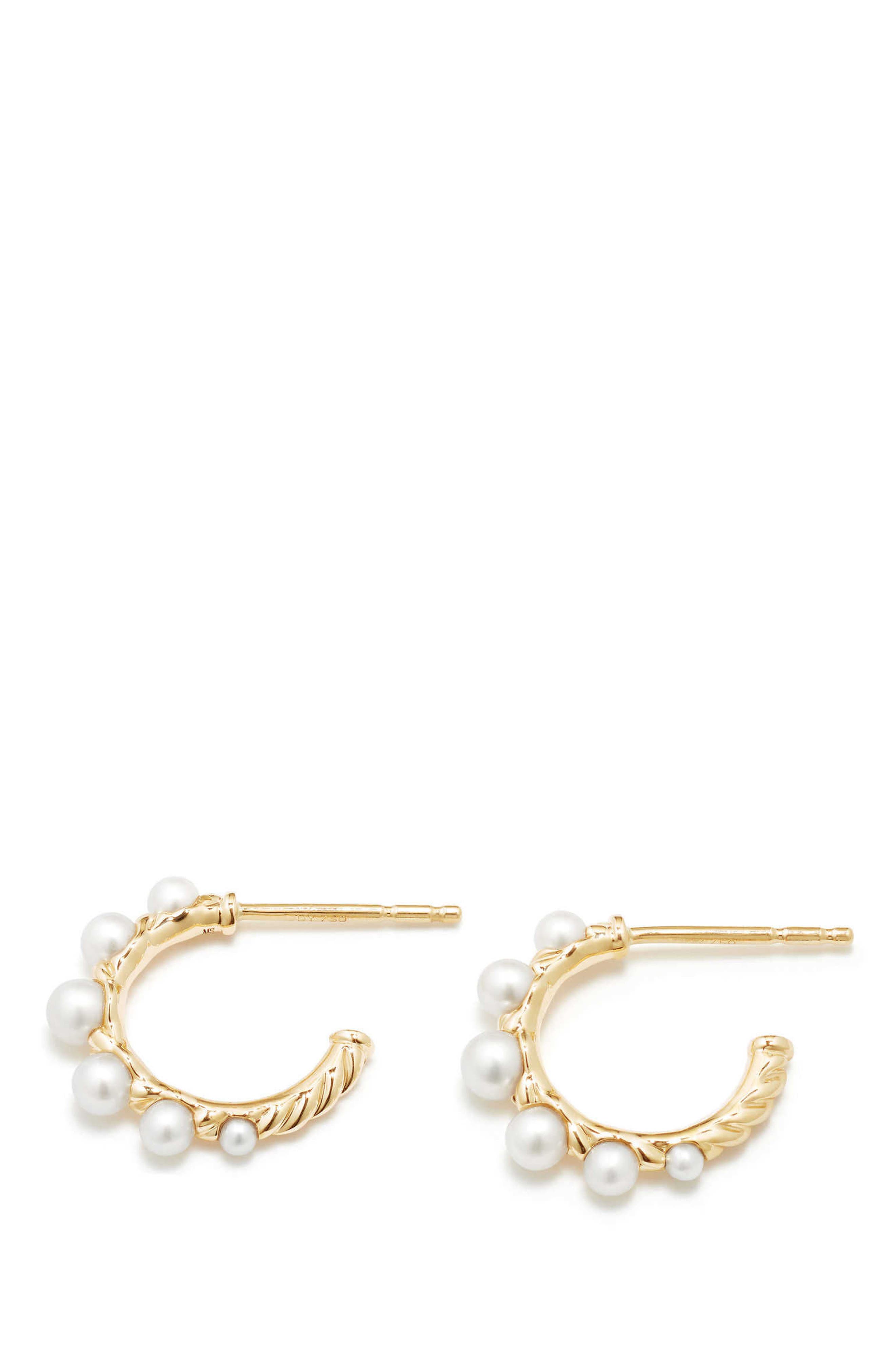 pearl hoop earrings gold