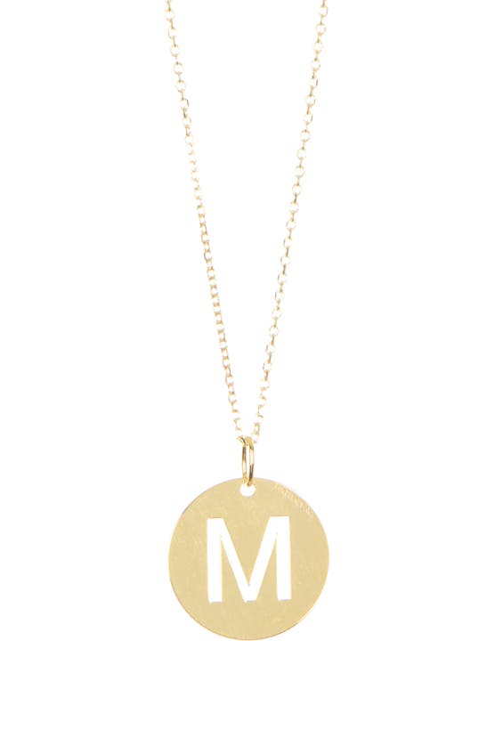 Karat Rush 14k Yellow Gold Gold Disc Initial Pendant Necklace In Gold- M