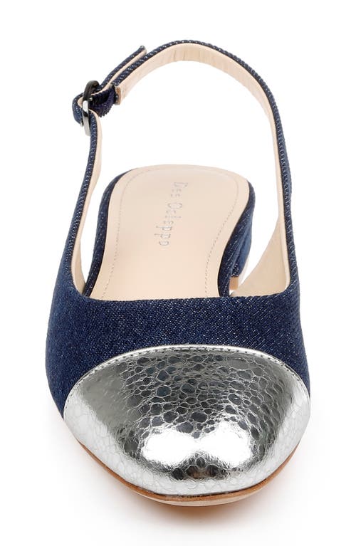 Shop Dee Ocleppo Mumbai Slingback Cap Toe Flat In Blue/silver