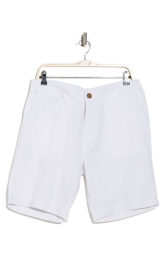 14th & Union Linen Blend Trim Fit Shorts In Grey Fog
