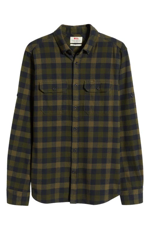 Fjall Raven Fjällräven Skog Trim Fit Plaid Cotton Flannel Button-down Shirt In Deep Forest-laurel Green