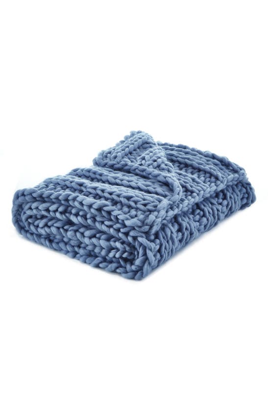 Inspired Home Yolly Channel Knit Throw Blanket In Blue