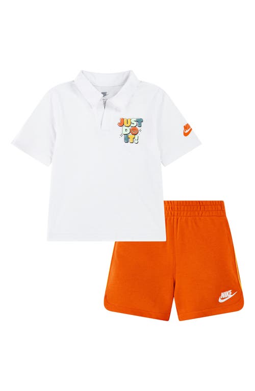 Nike Kids' Just Do It Polo & Sweat Shorts Set Safety Orange at Nordstrom
