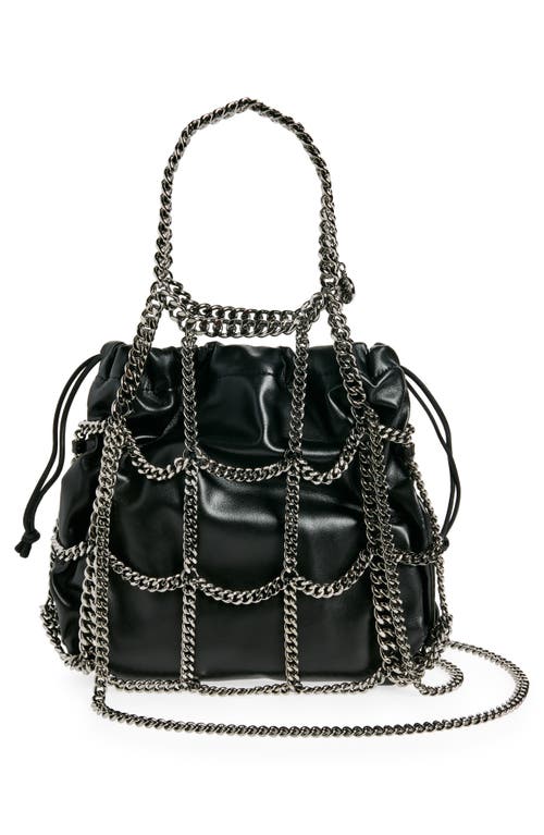 Shop Stella Mccartney Mini Falabella Chain Cage Tote In Black/ruthenium