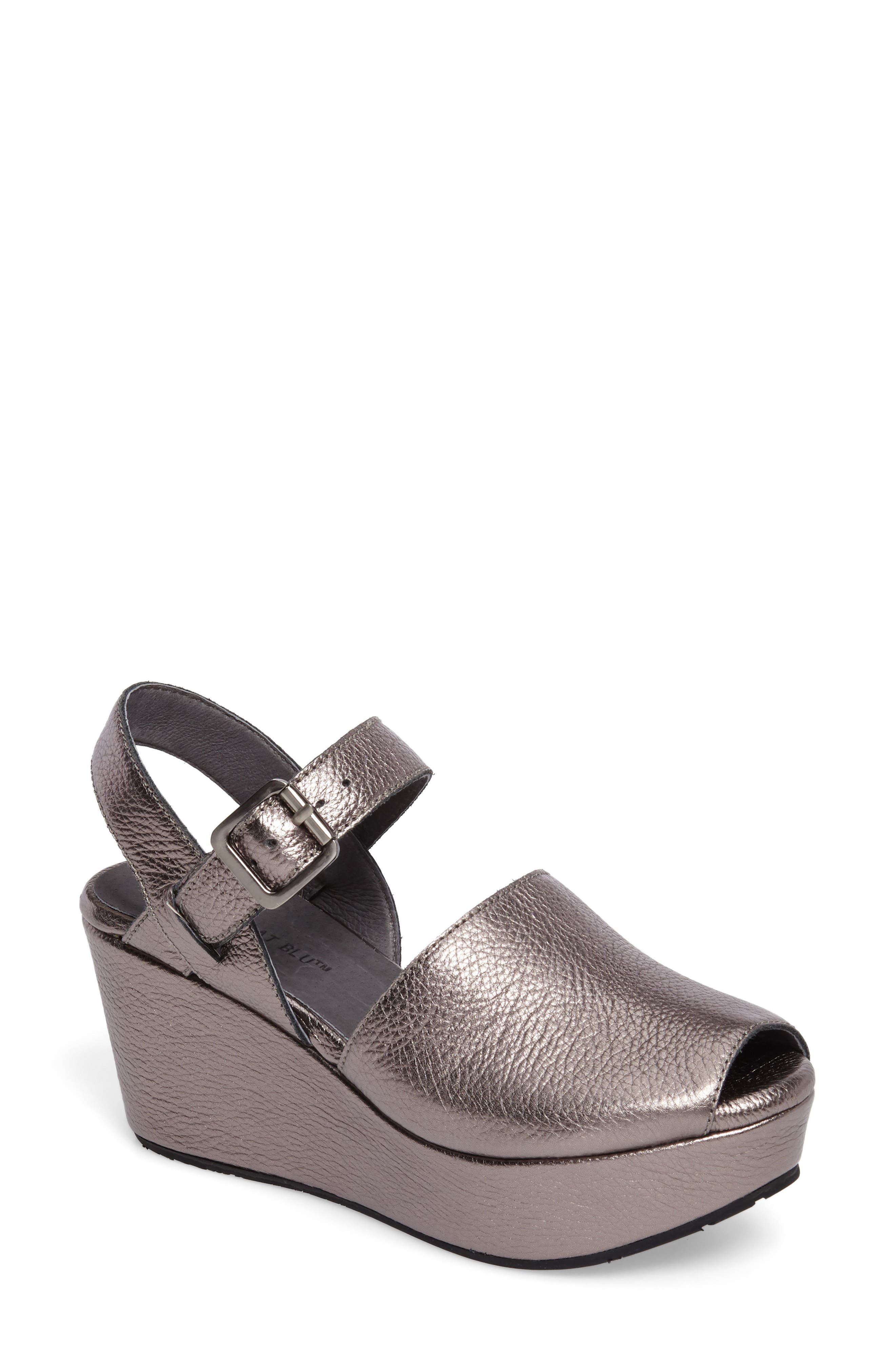 Chocolat Blu Wagga Platform Wedge Sandal, Metallic