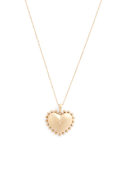 Anzie Mini Dew Drop Heart Locket Necklace in Gold /Diamond